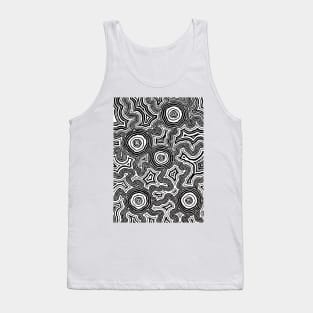 Aboriginal Art - Pathways Black And White Tank Top